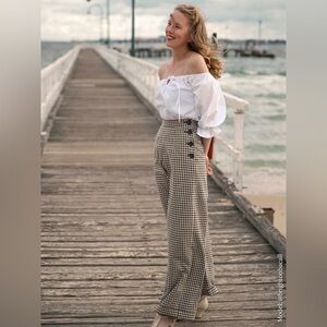 Vivien of Holloway Katharine Trousers in Black and Cream Gingham